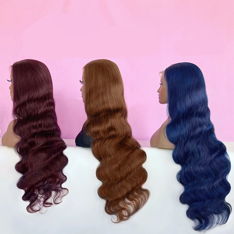 30inch Pre Colored Human Hair 13x6 Lace Frontal Wigs Body Wave